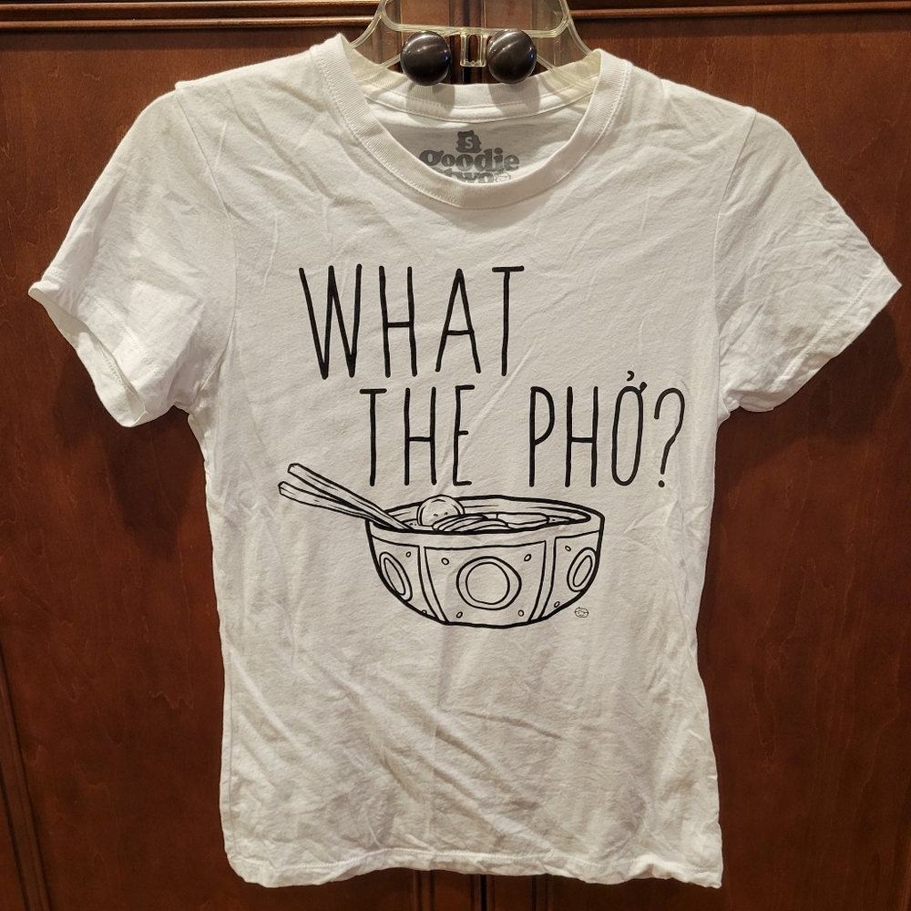 What The Pho? White Short Sleeve Tee T-shirt size Small
